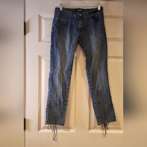 Angels vintage Y2K low rise jeans tie back hem